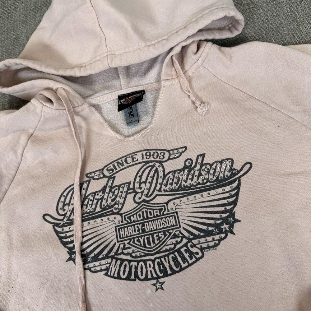Harley Davidson Hoodie Womens Pink L Bling Hooded Sweatshirt McGrath Quad Cities